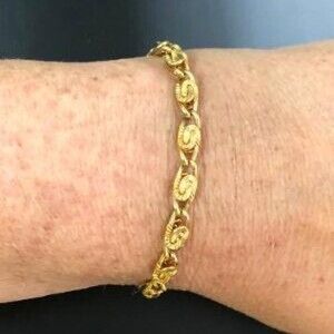 Vintage Byzantine Link Goldplated Bracelet SZ 7